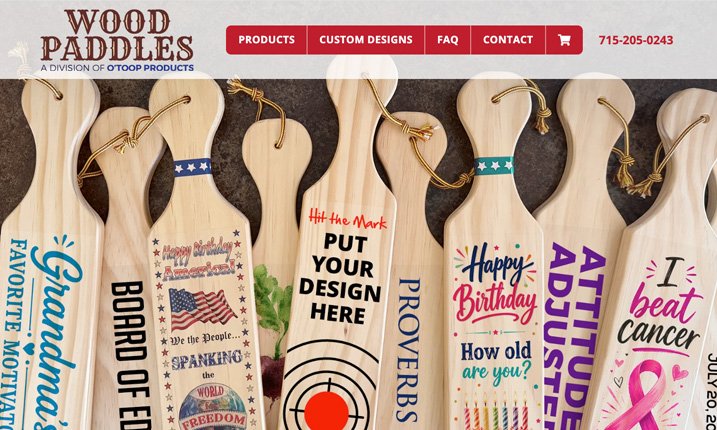 Wood Paddles Website Screenshot