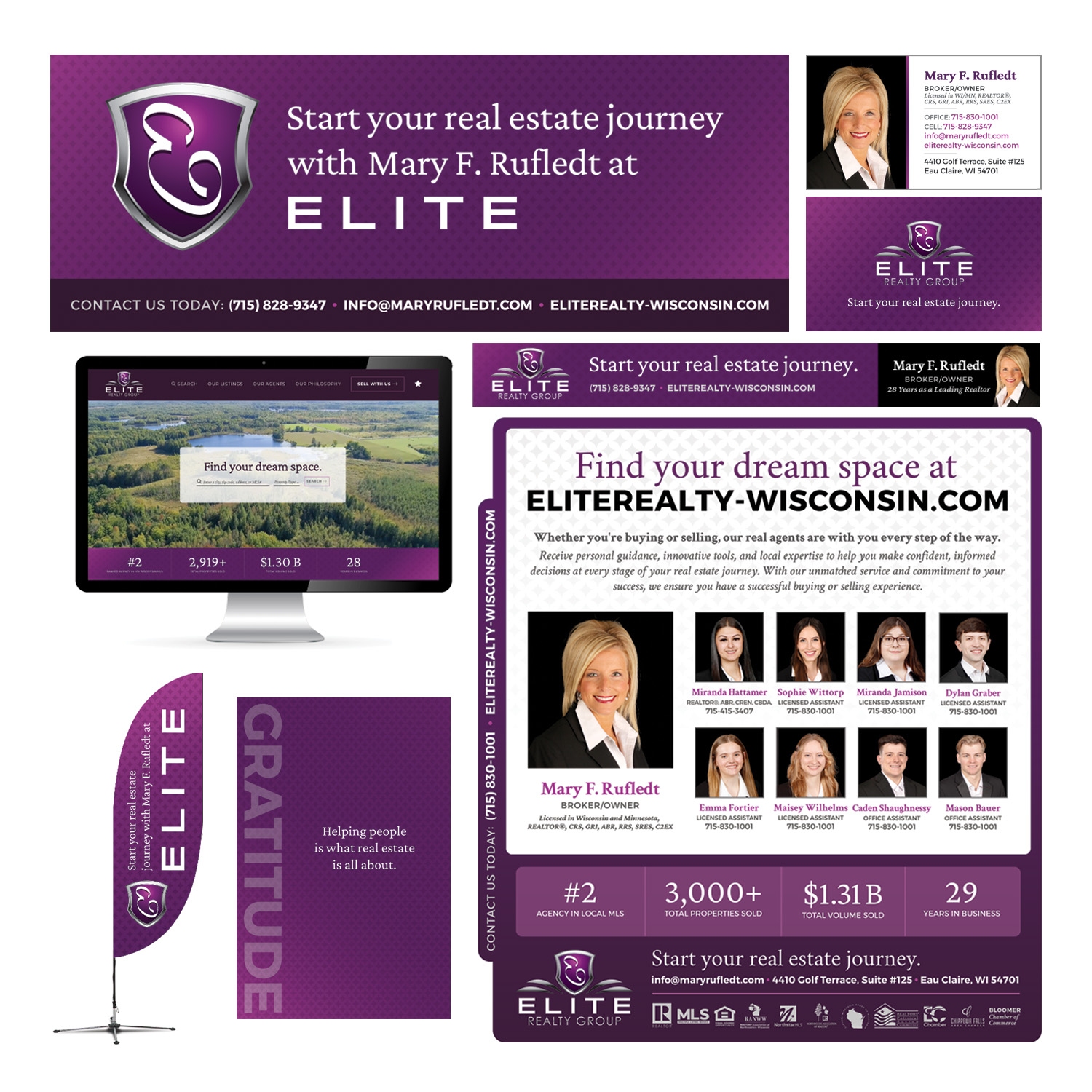 Elite Realty Group Branding - Folders, Banners, Ads, Business Cards, and Flags Logo